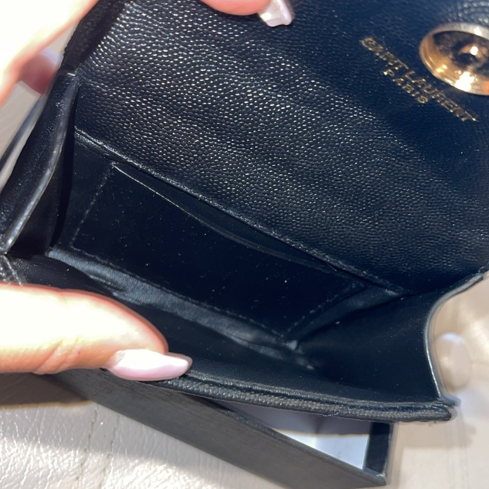 Saint Laurent Black Quilted Leather Clutch with Chevron Pattern - Picture 5 of 6